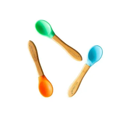 eco rascals Pack of 3 Mixed Colour Spoons-Blue,Green,Orange (NEW)