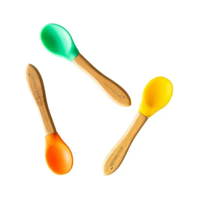 eco rascals Pack of 3 Mixed Colour Spoons-Green,Orange,Yellow