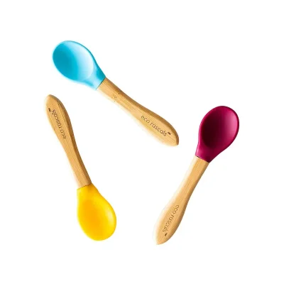 eco rascals Pack of 3 Mixed Colour Spoons-Yellow/Blue/Red