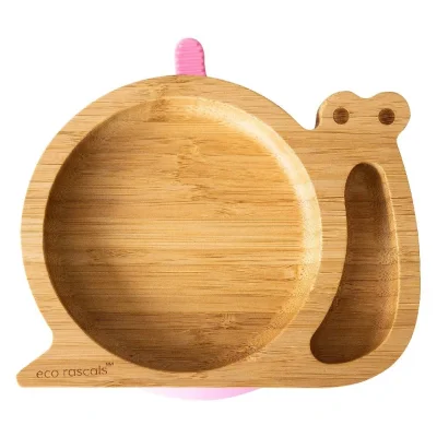 eco rascals Snail Shaped Bamboo Plate - Pink