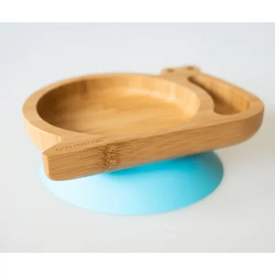 eco rascals Snail Shaped Bamboo Suction Plate - Blue