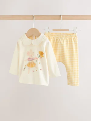 Ecru Fairy Mouse Long Sleeve Top and Legging Baby 2 Piece Set (0mths-2yrs) - Size First Size
