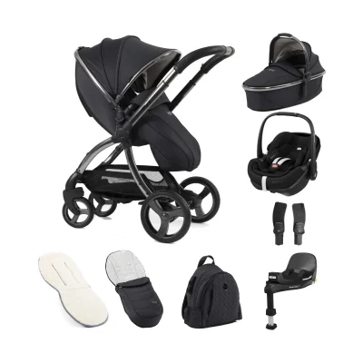 egg® 3 Stroller Luxury 8 Piece Bundle with Maxi Cosi Pebble 360 Pro2 Car Seat - Carbonite