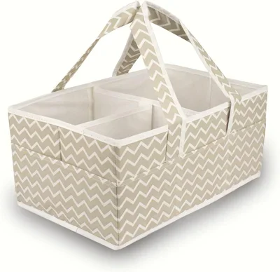 EKODE™ Baby Nappy Caddy Organiser - Nappy caddy basket for Baby Essentials and Car Caddy Organiser Changing Basket to keep all baby needs on the go: Toys, Diapers, Clothes, Bottles (Stripe) - Stripe