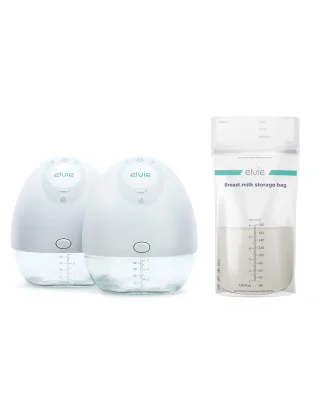 Elvie Double Electric Breast Pump & Elvie Breast Milk Storage Bags - Gold