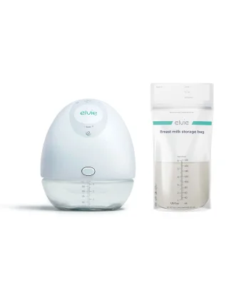 Elvie Single Electric Breast Pump & Elvie Milk Storage Bags - Gold