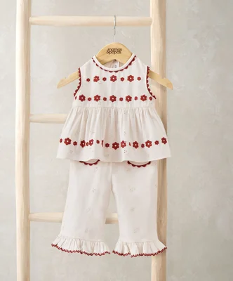 Embroidery Top & Trouser Set
