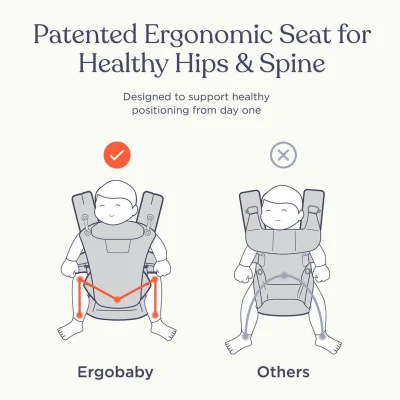 Ergobaby Baby Carrier, 4-Position Omni 360 Cool Air Mesh for Newborn to Toddler (0-3 yrs), Ergonomic Child Carrier & Backpack, Pearl Grey — image 14