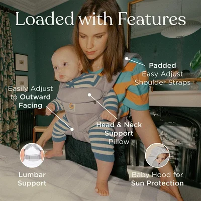 Ergobaby Baby Carrier, 4-Position Omni 360 Cool Air Mesh for Newborn to Toddler (0-3 yrs), Ergonomic Child Carrier & Backpack, Pearl Grey — image 3