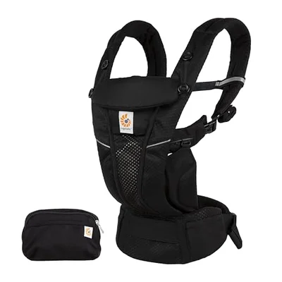 Ergobaby Omni Breeze Baby Carrier Newborn to Toddler - Breathable SoftFlex Mesh Baby Sling Carrier, Adjustable, Ergonomic, Lightweight with Padded Lumbar Support - Onyx Black - Onyx Black / Omni Breeze