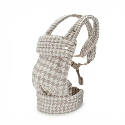 Ergonomic Checkered Baby Carrier - Grey Houndstooth