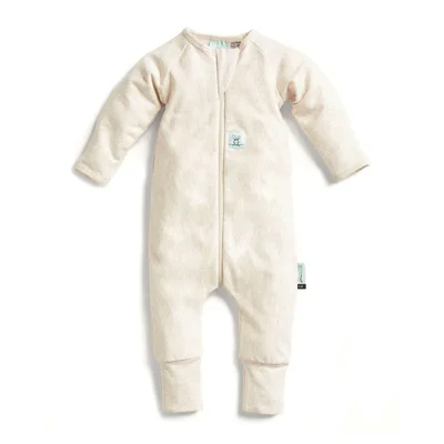 ergoPouch Organic Layers Long Sleeve Babygrow - Oatmeal / 3-6 Months