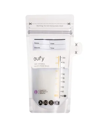 eufy Breast Milk Storage Bag with Temperature Sensing Color Change,120 Pcs Milk Storing Bags for Breastfeeding, Double Sealing, Self-Standing, 7oz Disposable Leakproof Milk Freeze Storage Pouches - White
