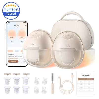 eufy S1 Pro Wearable Heated Electric Breast Pump with Charging Case - Default