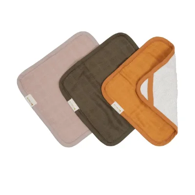 Fabelab 3 Pack Washcloths-Olive Garden (2021) - Mustard / Green / Taupe