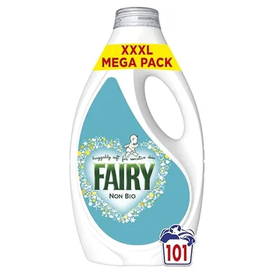 Fairy Non Bio Liquid Laundry Detergent, 101 Washes 3.131 l, Voted Number 1 for Sensitive Skin - 3.13 l (Pack of 1)