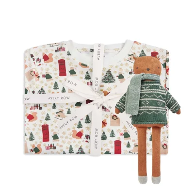 Festive Forest Pyjamas & Squirrel Toy Bundle