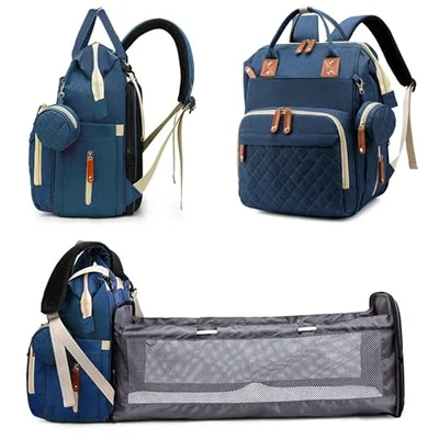 Fexkean Baby Changing Bag Backpack, Multifunction Baby Diaper Bag Travel Back Pack for Boys & Girls Waterproof Stroller Straps Large Capacity Blue - Blue / 31 x 13 x 41 cm