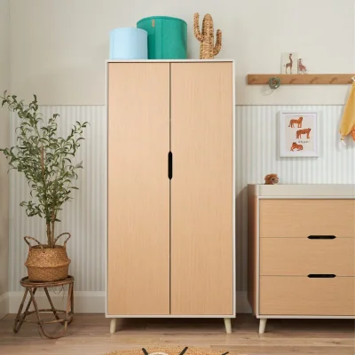 Fika Wardrobe - Light Oak / White Sand