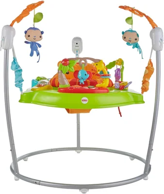 Fisher-Price CHM91 - Spielspaß Rainforest Jumperoo, mit Lichtern und Musik, höhenverstellbar, Babyspielzeug ab der Geburt - Rainforest
