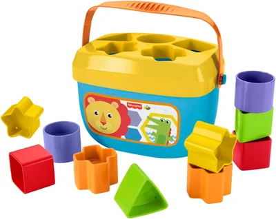 Fisher-Price Stacking Toy Baby’s First Blocks Set of 10 Shapes for Sorting Play for Infants Ages 6+ Months, FFC84 - Various Colour
