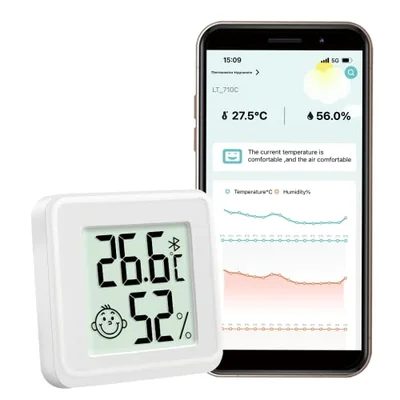 flintronic 1pc Room Thermometer Hygrometer Indoor, Mini Digital Temperature Humidity Meter Gauge, Accurate Hygrometer with Clear LCD Display and Face Icons for Home Baby,Office,Garden(with Battery)