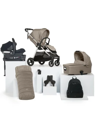 Flip XT3 Pushchair Bundle with Aton B2 i-Size Car Seat & Base (7 Pieces) - Fawn