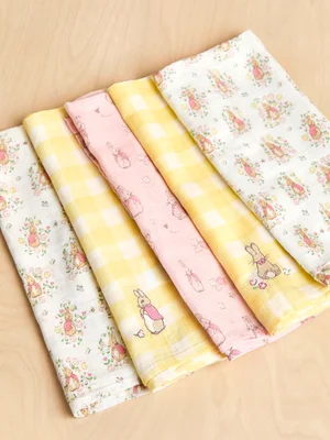 Floral 5-Pack Flopsy Bunny Embroidered Muslins