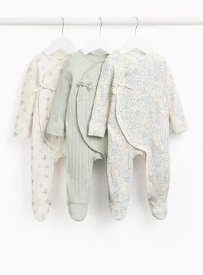 Floral Print Wrap Over Sleepsuits