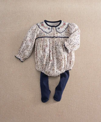 Floral Romper & Tights - Up To 1 Month