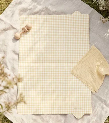 Foldable Travel Changing Mat - Butter Yellow Gingham