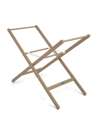 Folding Moses Basket Stand - Mocha - White