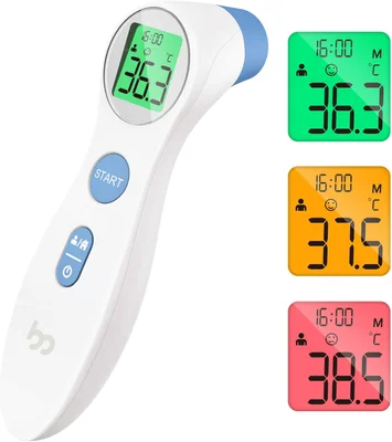 Forehead Thermometer for Adults and Kids, Digital Touchless Thermometer for Baby, Infants and Toddlers, 3 Color Fever Alarm,1s Fast Accurate Reading, Non Contact