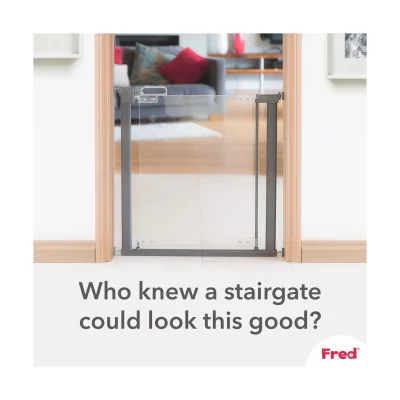 Fred Pressure Fit Clear-View Stairgate / Clear Acrylic Panel - Dark Grey