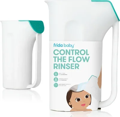Frida Baby Control The Flow Bath Rinse Cup | Rinser Cup for Hair + Body | Easy Grip Handle + Removable Rain Shower - Default