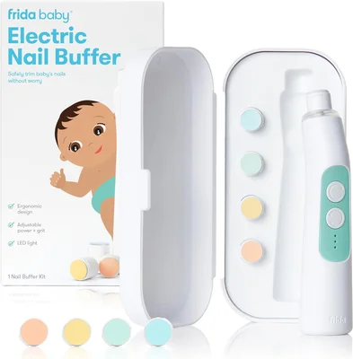 Frida Baby 3-in-1 Nose, Nail + Ear Picker | Baby Ear Cleaner + Baby Nose Cleaner and Nail Tool for Babies + Toddlers, Safely Clean Baby's Bogies, Ear Wax & More - Electric Nail Buffer
