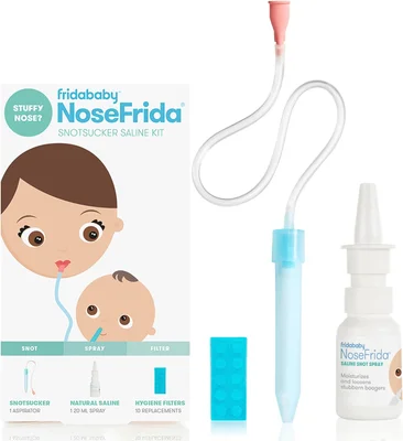 Frida Baby NoseFrida the SnotSucker: Nasal Aspirator for Baby, Baby Nose Sucker, NoseFrida + 4 Hygiene Filters