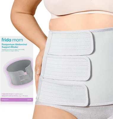 Frida Mom Belly Binder, Postpartum Essentials for Natural and C-Section Recovery, Adjustable Compression Wrap, After Birth Brace, Abdominal Band