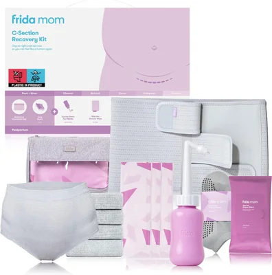Frida Mom Postpartum Kit for C-Section Recovery with C-Section Belly Band, C-Section Recovery Must Haves, Kit Includes Socks, Disposable Underwear, Peri Bottle, Cleansing Wipes, and Scar Patches