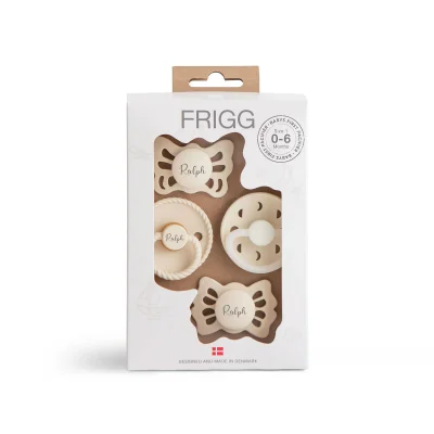 FRIGG Baby's First Pacifier Pack - Floral Heart - Cream