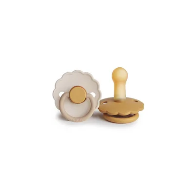 FRIGG Daisy Latex Pacifier - 2 Pack - Chamomile - Honey Gold - Chamomile/Honey Gold - Chamomile/honey Gold