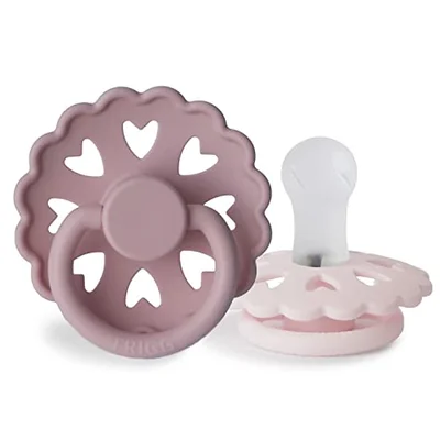 FRIGG - First Pacifier - Floral Heart - Cream (4 Pack)