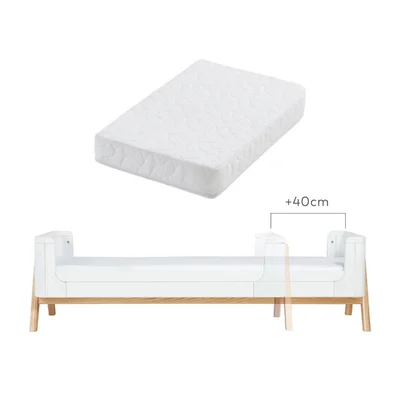 Gaia Baby Hera Junior Bed Extension With Mattress Extension - Scandi White
