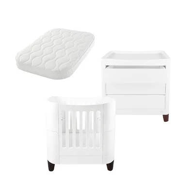 Gaia Baby Serena Mini Cot and Dresser Set - White / Natural