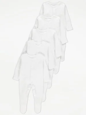 George White Long Sleeve Sleepsuits