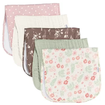 Gerber 5Pk Burpcloths - Girl Multi Rainbow One Size
