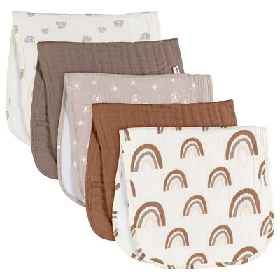 Gerber 5Pk Burpcloths - Girl Multi Rainbow One Size - Multi Rainbow / OSZ