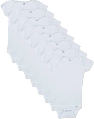 Gerber unisex-baby 8-pack Short Sleeve Onesies Bodysuits - Solid White / 0-3 Months
