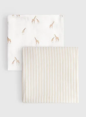 Giraffe Print Large Muslin Clothes 2 Pack One Size