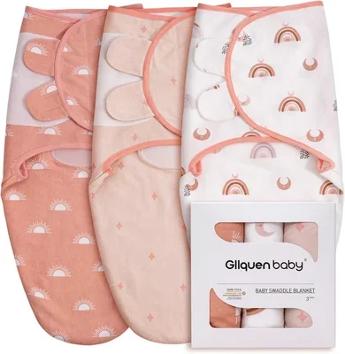 GLLQUEN BABY Baby Swaddle Wraps for 0-3 Months Newborn,Oeko-tex100,100% Breathable Organic Cotton Fabric Swadding Blankets,3 Pack (Coffee)
